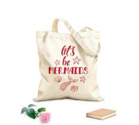 AILOONG Bolsa de compras de lona de algodón Seamos cola de pez sirena, palabras divertidas, cita Tela de 340g/m² de grosor Se usa como bolsa de regalo
