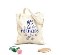 AILOONG Bolsa de compras de lona de algodón Seamos cola de pez sirena, palabras divertidas, cita Tela de 340g/m² de grosor Se usa como bolsa de regalo
