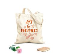 AILOONG Bolsa de compras de lona de algodón Seamos cola de pez sirena, palabras divertidas, cita Tela de 340g/m² de grosor Se usa como bolsa de regalo