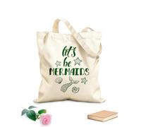 AILOONG Bolsa de compras de lona de algodón Seamos cola de pez sirena, palabras divertidas, cita Tela de 340g/m² de grosor Se usa como bolsa de regalo