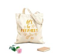 AILOONG Bolsa de compras de lona de algodón Seamos cola de pez sirena, palabras divertidas, cita Tela de 340g/m² de grosor Se usa como bolsa de regalo