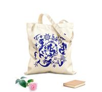 AILOONG Bolsa de compras de lona de algodón Silueta de sirena de fantasía de cuento de hadas estilo princesa marina Tela de 340g/m² de grosor Se usa como bolsa de regalo