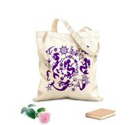 AILOONG Bolsa de compras de lona de algodón Silueta de sirena de fantasía de cuento de hadas estilo princesa marina Tela de 340g/m² de grosor Se usa como bolsa de regalo