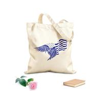 AILOONG Bolsa de compras de lona de algodón Símbolo de la bandera estadounidense Águila en vuelo Patriota Tela de 340g/m² de grosor Se usa como bolsa de regalo