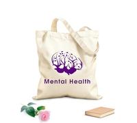 AILOONG Bolsa de compras de lona de algodón Símbolo minimalista del cerebro: atención de la salud mental Tela de 340g/m² de grosor Se usa como bolsa de regalo