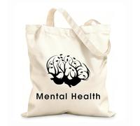 AILOONG Bolsa de compras de lona de algodón Símbolo minimalista del cerebro: atención de la salud mental Tela de 12 oz de grosor Se usa como bolsa de regalo 25x30cm Pequeño