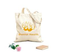 AILOONG Bolsa de compras de lona de algodón Símbolo minimalista del cerebro: atención de la salud mental Tela de 340g/m² de grosor Se usa como bolsa de regalo