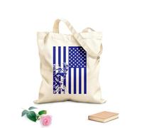 AILOONG Bolsa de compras de lona de algodón Soldado militar con bandera estadounidense patriótica Tela de 340g/m² de grosor Se usa como bolsa de regalo