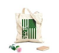 AILOONG Bolsa de compras de lona de algodón Soldado militar con bandera estadounidense patriótica Tela de 340g/m² de grosor Se usa como bolsa de regalo