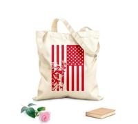 AILOONG Bolsa de compras de lona de algodón Soldado militar con bandera estadounidense patriótica Tela de 340g/m² de grosor Se usa como bolsa de regalo