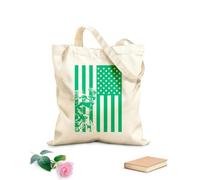 AILOONG Bolsa de compras de lona de algodón Soldado militar con bandera estadounidense patriótica Tela de 340g/m² de grosor Se usa como bolsa de regalo