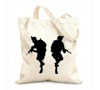 AILOONG Bolsa de compras de lona de algodón Soldado Militar Guerra Arma Ejército Guerrero Tela de 12 oz de grosor Se usa como bolsa de regalo 31x36cm Mediano