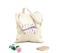 AILOONG Bolsa de compras de lona de algodón Teclas del teclado del piano Notas musicales Clave de sol Musical Tela de 340g/m² de grosor Se usa como bolsa de regalo