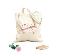 AILOONG Bolsa de compras de lona de algodón Teclas del teclado del piano Notas musicales Clave de sol Musical Tela de 340g/m² de grosor Se usa como bolsa de regalo
