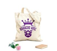 AILOONG Bolsa de compras de lona de algodón Tijeras para barba Barbershop Barbers King Crown Tela de 340g/m² de grosor Se usa como bolsa de regalo