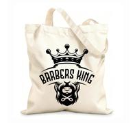 AILOONG Bolsa de compras de lona de algodón Tijeras para barba Barbershop Barbers King Crown Tela de 12 oz de grosor Se usa como bolsa de regalo 31x36cm Mediano