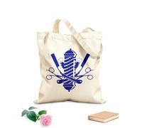 AILOONG Bolsa de compras de lona de algodón Tijeras y navaja de afeitar con el logotipo de la barbería Tela de 340g/m² de grosor Se usa como bolsa de regalo