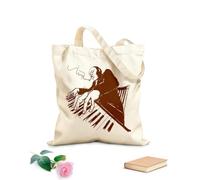 AILOONG Bolsa de compras reutilizable A los músicos africanos les encanta tocar el piano, el jazz y el blues. Tela de 340g/m² de grosor Eslogan personalizable