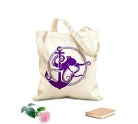 AILOONG Bolsa de compras reutilizable Ancla Pulpo Cuerda Estilo Náutico Marino Tela de 340g/m² de grosor Eslogan personalizable