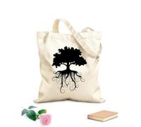 AILOONG Bolsa de compras reutilizable Árbol genealógico Raíces Ecología Natural Tela de 12 oz de grosor Eslogan personalizable 35x40cm Grande