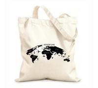 AILOONG Bolsa de compras reutilizable Atlas de mapas de geografía y turismo de viajes de aventura Tela de 12 oz de grosor Eslogan personalizable 25x30cm Pequeño