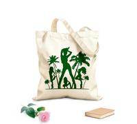 AILOONG Bolsa de compras reutilizable Atractivo atractivo Chicas Palm Beach Fiesta Tropical Relax Tela de 340g/m² de grosor Eslogan personalizable
