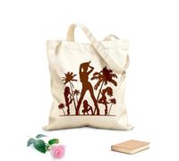 AILOONG Bolsa de compras reutilizable Atractivo atractivo Chicas Palm Beach Fiesta Tropical Relax Tela de 340g/m² de grosor Eslogan personalizable