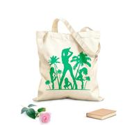 AILOONG Bolsa de compras reutilizable Atractivo atractivo Chicas Palm Beach Fiesta Tropical Relax Tela de 340g/m² de grosor Eslogan personalizable
