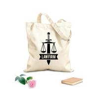 AILOONG Bolsa de compras reutilizable balanza justicia espada bufete de abogados oficina cortejo Tela de 12 oz de grosor Eslogan personalizable 25x30cm Pequeño