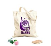 AILOONG Bolsa de compras reutilizable Barco vikingo Rey Marineros Olas del mar Tela de 340g/m² de grosor Eslogan personalizable