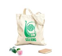 AILOONG Bolsa de compras reutilizable Barco vikingo Rey Marineros Olas del mar Tela de 340g/m² de grosor Eslogan personalizable