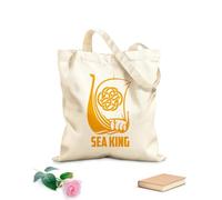 AILOONG Bolsa de compras reutilizable Barco vikingo Rey Marineros Olas del mar Tela de 340g/m² de grosor Eslogan personalizable
