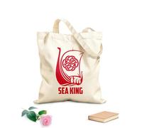 AILOONG Bolsa de compras reutilizable Barco vikingo Rey Marineros Olas del mar Tela de 340g/m² de grosor Eslogan personalizable