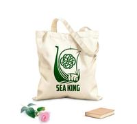 AILOONG Bolsa de compras reutilizable Barco vikingo Rey Marineros Olas del mar Tela de 340g/m² de grosor Eslogan personalizable