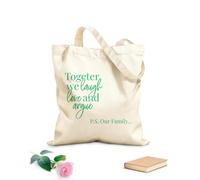 AILOONG Bolsa de compras reutilizable Caligrafía Juntos Reír Amar Familia Frase Palabras Tela de 340g/m² de grosor Eslogan personalizable