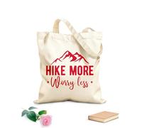 AILOONG Bolsa de compras reutilizable Camina más, preocúpate menos, senderismo, viaje, acampada Tela de 340g/m² de grosor Eslogan personalizable