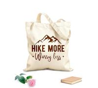 AILOONG Bolsa de compras reutilizable Camina más, preocúpate menos, senderismo, viaje, acampada Tela de 340g/m² de grosor Eslogan personalizable