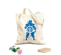 AILOONG Bolsa de compras reutilizable Capitán de barco, volante, pirata, mar Tela de 340g/m² de grosor Eslogan personalizable
