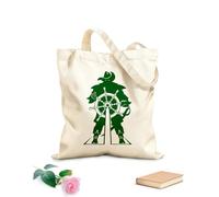 AILOONG Bolsa de compras reutilizable Capitán de barco, volante, pirata, mar Tela de 340g/m² de grosor Eslogan personalizable