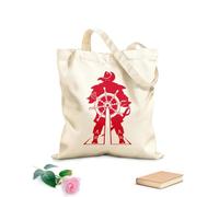 AILOONG Bolsa de compras reutilizable Capitán de barco, volante, pirata, mar Tela de 340g/m² de grosor Eslogan personalizable