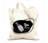 AILOONG Bolsa de compras reutilizable Centro de belleza y spa con masaje relajante Tela de 12 oz de grosor Eslogan personalizable 25x30cm Pequeño