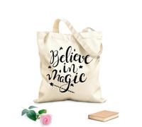 AILOONG Bolsa de compras reutilizable Cita inspiradora Cree en la magia del hogar Tela de 12 oz de grosor Eslogan personalizable 35x40cm Grande