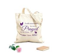 AILOONG Bolsa de compras reutilizable Citas cristianas: Todavía recuerdo los días en que oraba por las cosas que tengo ahora. Tela de 340g/m² de grosor Combina con la ropa