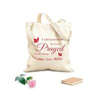 AILOONG Bolsa de compras reutilizable Citas cristianas: Todavía recuerdo los días en que oraba por las cosas que tengo ahora. Tela de 340g/m² de grosor Combina con la ropa