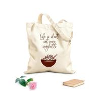 AILOONG Bolsa de compras reutilizable Come más espaguetis, ramen y fideos en un tazón de cafetería Tela de 340g/m² de grosor Eslogan personalizable