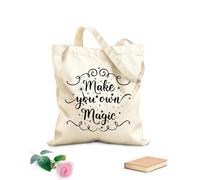AILOONG Bolsa de compras reutilizable Crea tus propias palabras mágicas e inspiradoras Tela de 12 oz de grosor Eslogan personalizable 35x40cm Grande