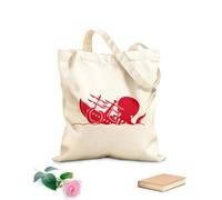 AILOONG Bolsa de compras reutilizable Divertido Kraken Pulpo Barco Ola Náutica Tela de 340g/m² de grosor Eslogan personalizable