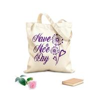 AILOONG Bolsa de compras reutilizable Dormitorio Que tengas un buen día Dientes de león Corazón Tela de 340g/m² de grosor Eslogan personalizable