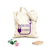 AILOONG Bolsa de compras reutilizable El conocimiento es poder, frase motivacional, idea cerebral Tela de 340g/m² de grosor Eslogan personalizable
