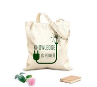 AILOONG Bolsa de compras reutilizable El conocimiento es poder, frase motivacional, idea cerebral Tela de 340g/m² de grosor Eslogan personalizable